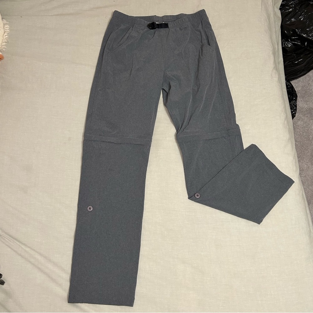 Aspen Womens Athletic Convertible Pants - Gray Zip Off Roll Up Legs